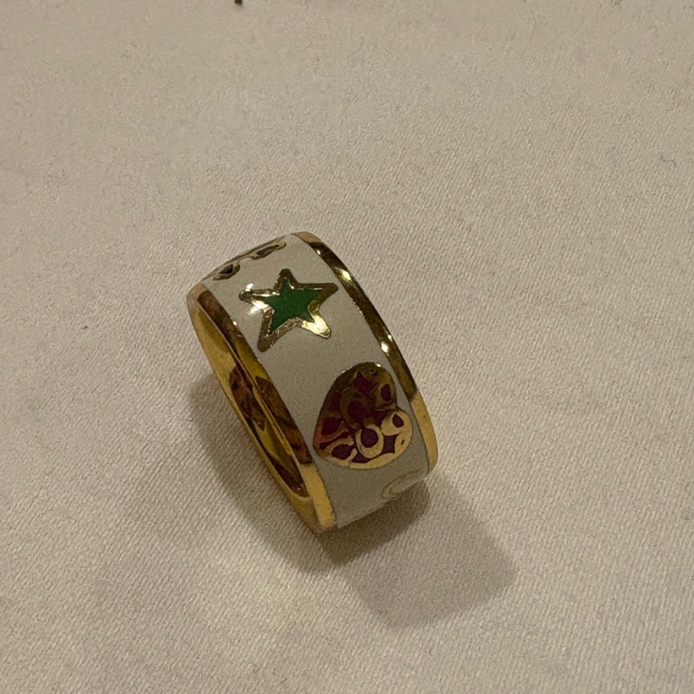Coach Gold and Cream Women's Ring - Picture 4 of 5